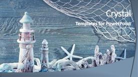  Presentation with marine life - PPT theme featuring snails beach - marine life decoration background and a ocean colored foreground