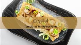  Presentation with haute cuisine - Presentation theme having snails-with-garlic-and-cheese background and a yellow colored foreground