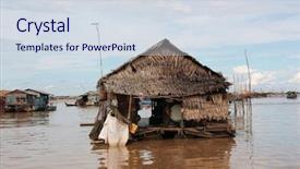  Presentation with cambodia - Presentation design enhanced with snake ship - tonle sap lake cambodia background and a sky blue colored foreground