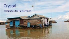  Presentation with cambodia - Slide set featuring snake ship - tonle sap lake cambodia background and a  colored foreground