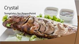  Presentation with fish grill there are fish - Slides enhanced with snakehead - grilled fish with vegetable background and a  colored foreground