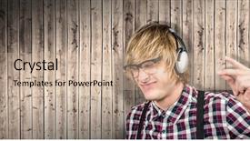  Presentation with listening - Colorful presentation theme enhanced with snap - cheerful blond hipster listening backdrop and a coral colored foreground
