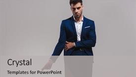  Presentation with black man fashion - Slides featuring snap - dramatic fashion man snapping his background and a light gray colored foreground