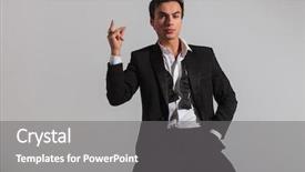  Presentation with creation of man - Presentation theme consisting of snap - serious man in tuxedo background and a gray colored foreground