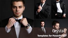  Presentation with black man - Presentation theme having snapshot-of-model-handsome-man background and a tawny brown colored foreground