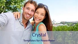  Presentation with travel madrid - PPT theme having snapshots - couple tourists taking travel selfie background and a lemonade colored foreground