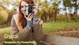  Presentation with dancer music outdoor - PPT theme featuring snapshots - lovely redheaded young girl listening background and a tawny brown colored foreground