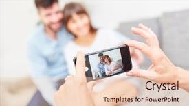  Presentation with happy baby - Slide deck having snapshots - snapshot of happy parents background and a  colored foreground