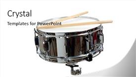  Presentation with drum - PPT layouts consisting of snare drum with drum sticks on a white background background and a white colored foreground