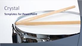  Presentation with drum - PPT theme consisting of snare-drum-with-drumsticks background and a sky blue colored foreground