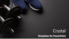  Presentation with sneakers - Slide set with sneakers-and-dumbbells-sport-fitness background and a dark gray colored foreground