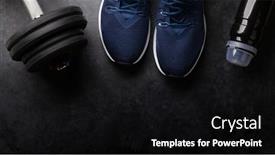  Presentation with sneakers - Slide set enhanced with sneakers-and-dumbbells-sport-fitness background and a black colored foreground
