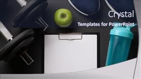  Presentation with sport drink - Audience pleasing slide set consisting of sneakers-apple-drink-bottle backdrop and a wine colored foreground