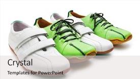  Presentation with sneakers - Theme featuring velcro - sneakers isolated on white background background and a light gray colored foreground