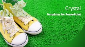  Presentation with sneakers - Presentation enhanced with sneakers-on-green-carpet-background background and a shamrock green colored foreground