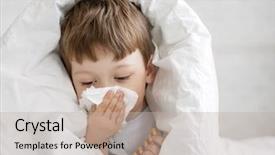  Presentation with sneezing - PPT theme consisting of sneezing - boy wipes his nose background and a mint green colored foreground