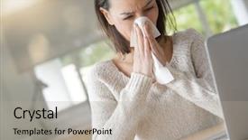  Presentation with work - Cool new presentation theme with sneezing - woman at work having backdrop and a light gray colored foreground