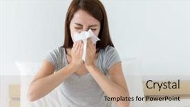  Presentation with bed - Slide deck enhanced with sneezing - woman sneeze on bed background and a coral colored foreground