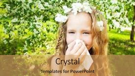  Presentation with sneezing - Audience pleasing PPT theme consisting of sneezing girl child backdrop and a yellow colored foreground