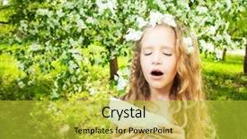  Presentation with sneezing - Cool new slide deck with sneezing girl child backdrop and a yellow colored foreground