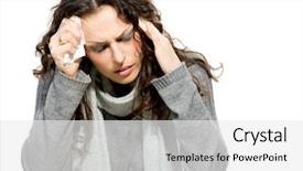  Presentation with flu virus - Beautiful theme featuring sneezing into tissue headache virus backdrop and a white colored foreground