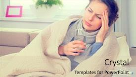  Presentation with flu virus - Slides featuring sneezing into tissue headache virus background and a soft green colored foreground