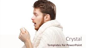  Presentation with hands holding - Theme having sneezing-young-man-holding-wipes background and a sky blue colored foreground