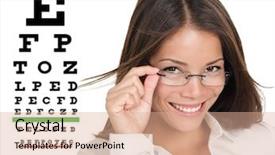  Presentation with optometrist - Cool new PPT theme with snellen eye exam chart backdrop and a coral colored foreground