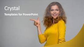  Presentation with yellow - Presentation theme enhanced with snickers - beautiful curly young woman background and a  colored foreground