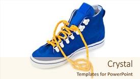  Presentation with sneakers - Beautiful slides featuring snickers - blue sneakers isolated on white backdrop and a  colored foreground