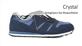  Presentation with sneakers - Slide deck consisting of snickers - blue sneakers isolated on white background and a  colored foreground