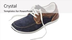  Presentation with sport blue - Beautiful presentation theme featuring snickers - blue sport shoes isolated backdrop and a white colored foreground