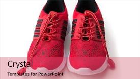  Presentation with running shoes - Presentation design enhanced with snickers - bright red running shoes background and a  colored foreground