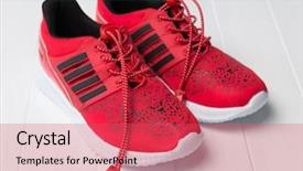  Presentation with running shoes - Presentation theme consisting of snickers - bright red running shoes background and a  colored foreground