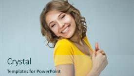  Presentation with young woman wearing boxer gloves - Slides having snickers - image of happy young woman background and a  colored foreground