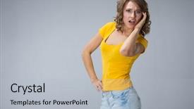  Presentation with yellow - Beautiful PPT theme featuring snickers - image of young woman wearing backdrop and a  colored foreground