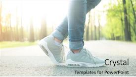  Presentation with jeans - Presentation theme with snickers - person standing in blue designed background and a light gray colored foreground