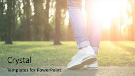  Presentation with running person - Colorful slides enhanced with snickers - person walking in nice gray backdrop and a mint green colored foreground