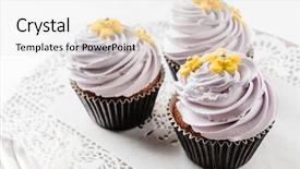  Presentation with cupcakes - PPT theme with snickers chocolate - tasty cupcakes background and a  colored foreground