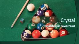  Presentation with billiard - PPT theme consisting of snooker - billiard balls near by cue background and a ocean colored foreground