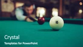  Presentation with billiard - Cool new presentation theme with snooker - man playing billiard backdrop and a ocean colored foreground