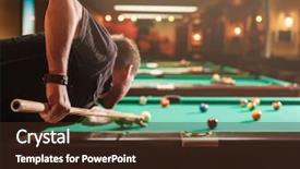  Presentation with billiard - PPT theme consisting of snooker - man trying to hit background and a wine colored foreground