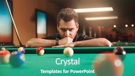  Presentation with billiard - PPT layouts with snooker - thoughtful man plays billiards billiard background and a teal colored foreground