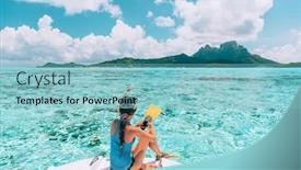  Presentation with influencer - Colorful slide set enhanced with snorkel-diving-excursion-boat-tour backdrop and a light blue colored foreground