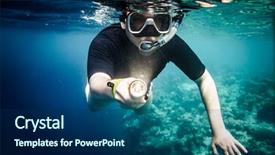  Presentation with brain - Beautiful presentation theme featuring snorkeler diving along the brain backdrop and a  colored foreground