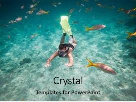  Presentation with brain - PPT theme featuring snorkeler diving along the brain background and a mint green colored foreground