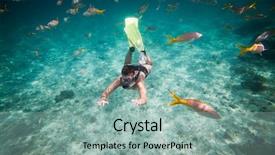  Presentation with brain - PPT theme featuring snorkeler diving along the brain background and a mint green colored foreground