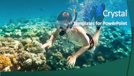  Presentation with coral - Presentation enhanced with snorkeler diving along the brain background and a teal colored foreground