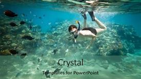  Presentation with coral - Theme having snorkeler diving along the brain background and a seafoam green colored foreground