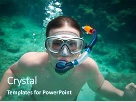  Presentation with brain - Beautiful presentation theme featuring snorkeler diving along the brain backdrop and a ocean colored foreground